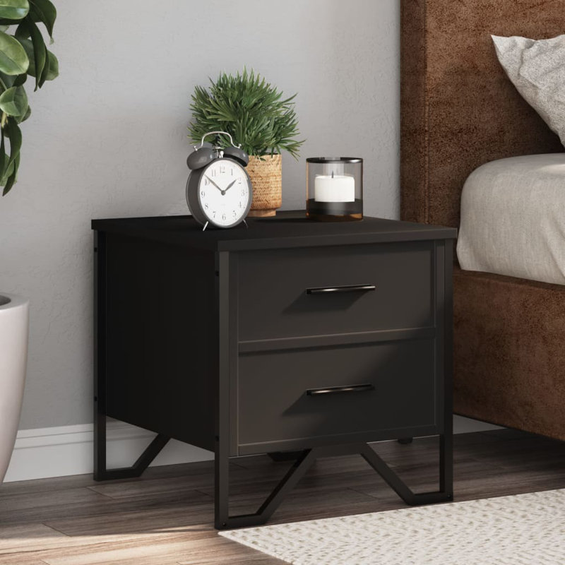 Aimilios 40cm W Metal Bedside Table, Black