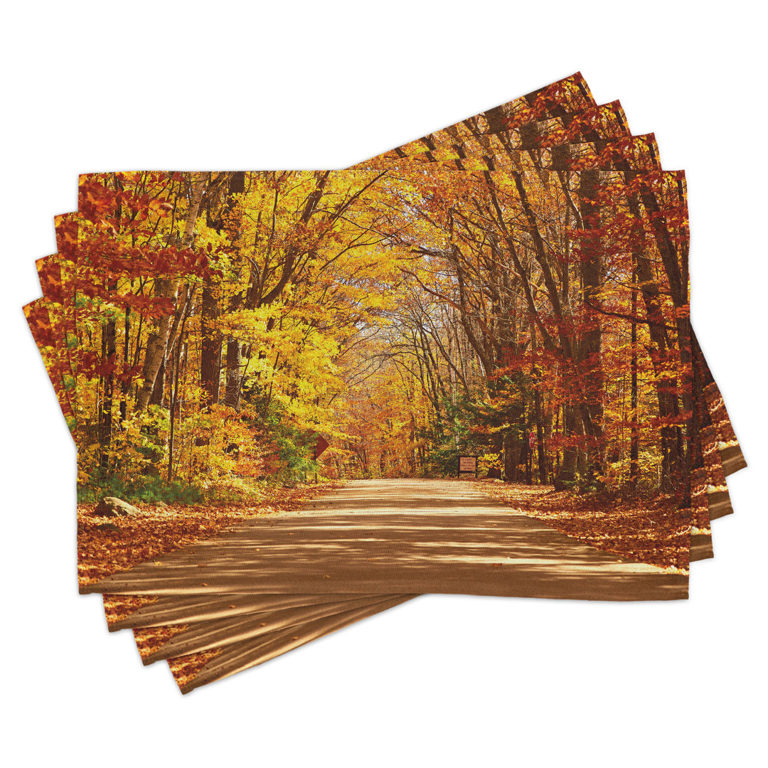 Platzdeckchen 4er Set, Scenic Outdoors Empty Road, Redwood Gelb Orange