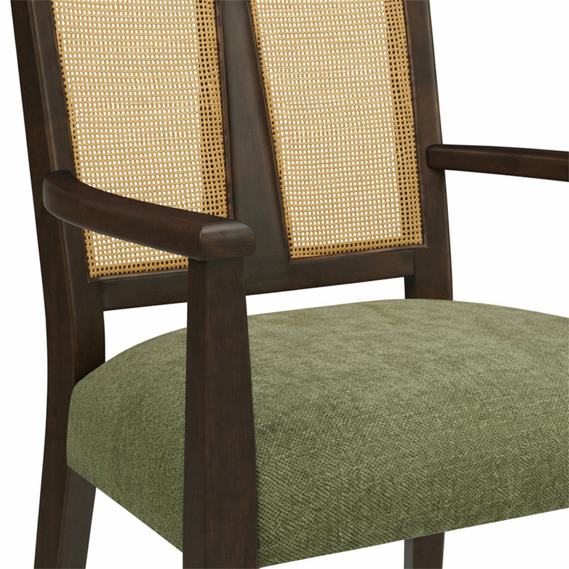 Chaise avec accoudoirs (ensemble de 2), Green, Dark Brown