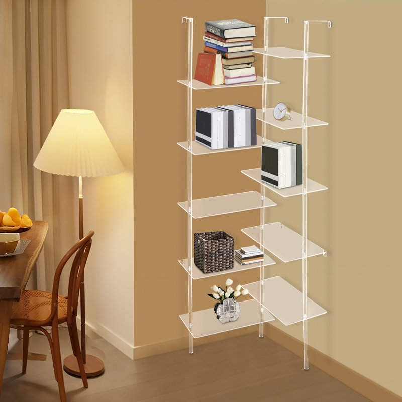 Bibliothèque d'angle en acrylique à 5 niveaux H 73,62 po x l 22 po