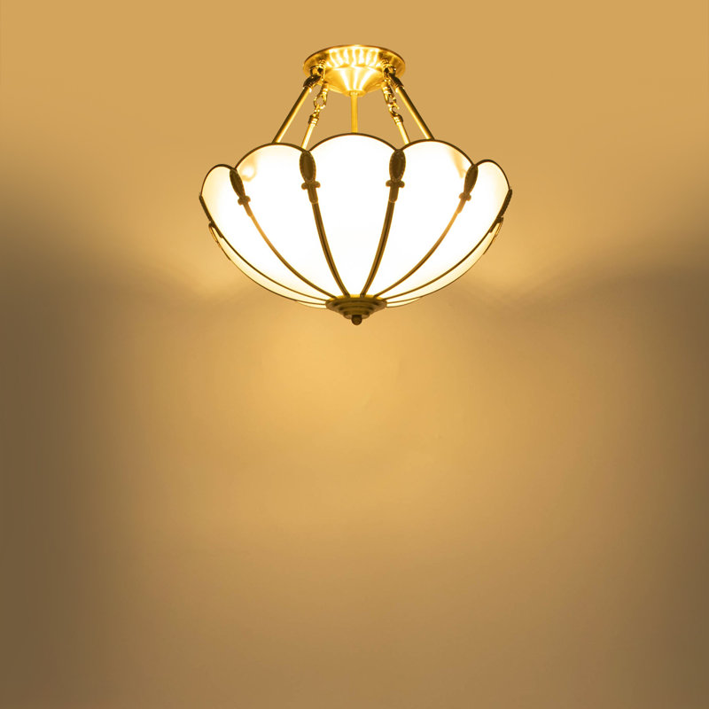 4 - Light Gold Vintage Glass Bowl Pendant Light, 5.9" H x 16.92" W x 16.92" D