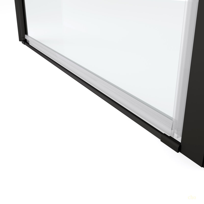 1 3/8" Adjustment,Universal Pivot Shower Door, Open Outside, With 1/4" Tempered Glass Finish 3672, Black