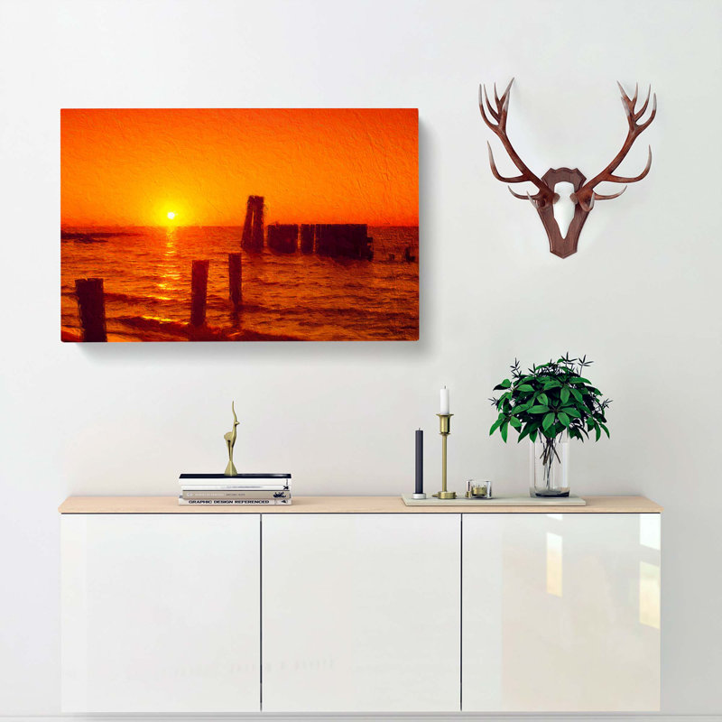 Orange Sunset In Virginia - Wrapped Canvas Painting, 35cm H x 50cm W x 3cm D