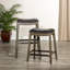 Tabouret de bar de 30 po de hauteur, finition gris patiné, siège en cuir noir-35572477