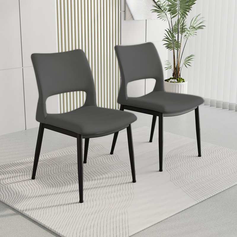 Ensemble de 2 chaises de salle à manger avec pieds en métal, Gris