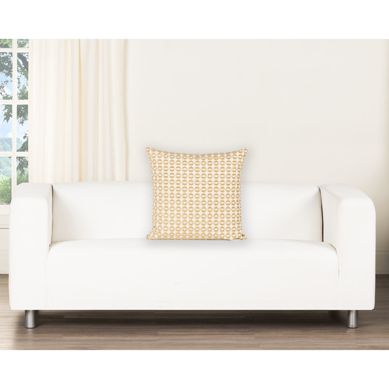 Coussin Birch Lane Stride, Polyester, Jaune géométrique, Carré 18 po