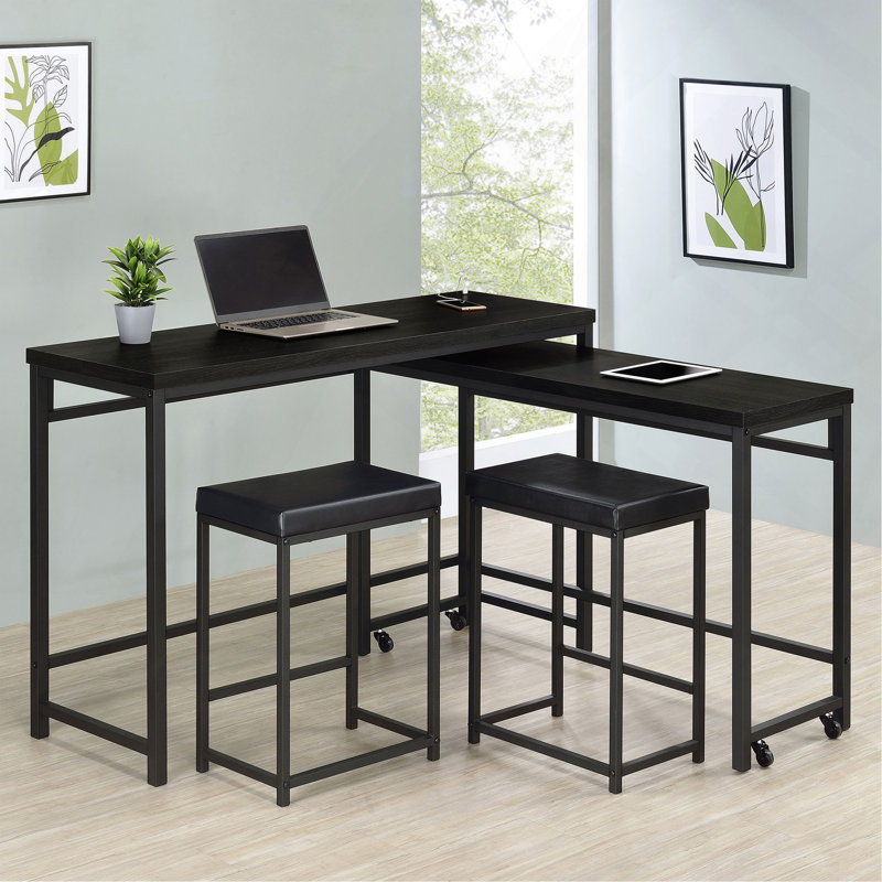 Ensemble de salle à manger, hauteur de comptoir, bois noir, mobilier de salle à manger