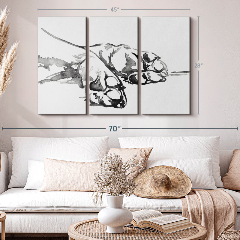 Animal «Linear Paws I Canvas Print» sur, H 28 po x l 45 po x P 1,25 po
