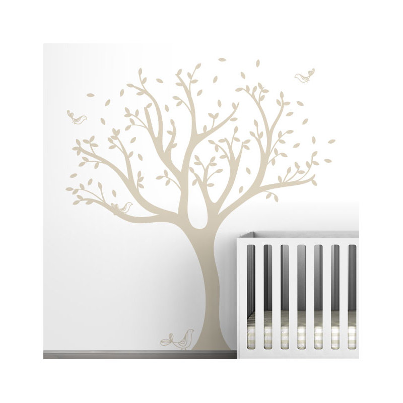 Décalcomanie murale arbre tweet, Beige clair