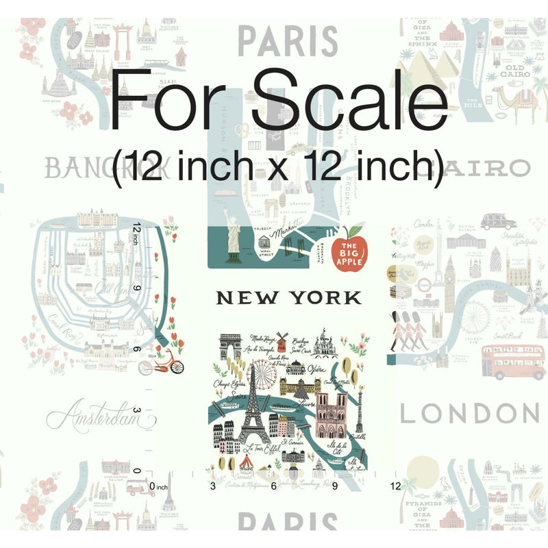 City Maps 20' L x 27" W Peel and Stick Wallpaper, Blue