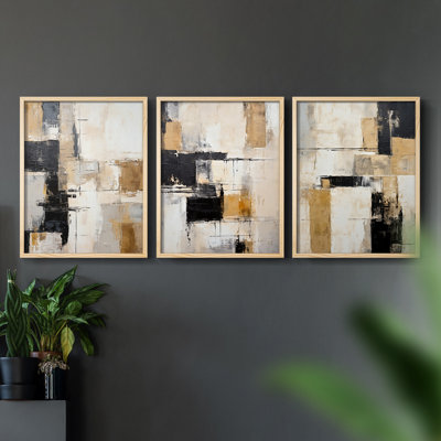Abstract  Series  CXXXI  -Set Of 3 Framed Giclee Prints -Ready to Hang