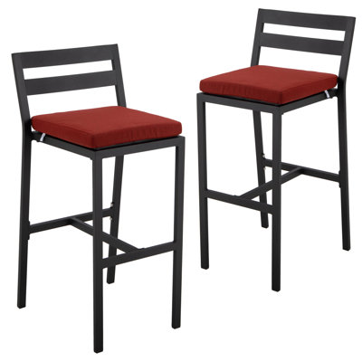 Patio Bar Stool In Powder-Coated Aluminum Frame With Removable Cushion Chelsea Collection