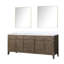 80 po W Double meuble-lavabo en chêne gris avec plateau en marbre de culture, 36 miroirs et tiroirs à fermeture en douceur pour le rangement Deux compartiments intérieurs organisés à la main