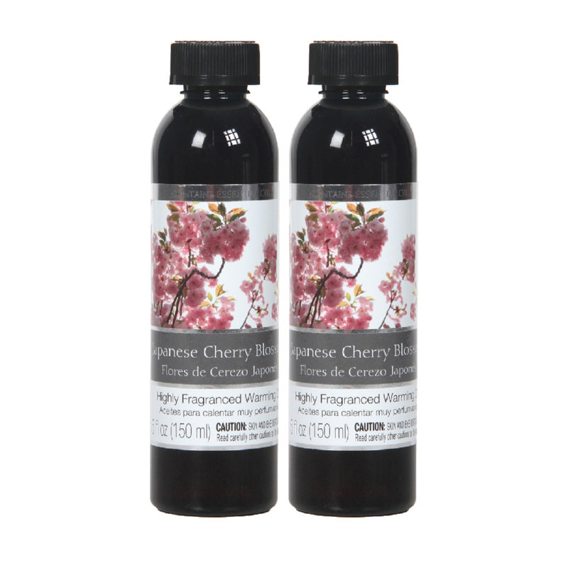 Hosley Japanese Cherry Blossom Fragrance Warming Oils, Set of 2, 5oz Each. Ideal Gift for Weddings, spa, Reiki, Meditation, Bathroom Settings.