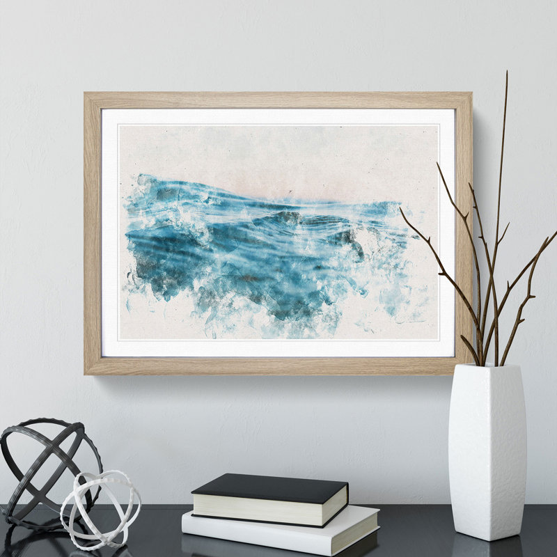 Rising Ocean - Picture Frame Painting Print, 62cm H x 87cm W x 2cm D, Oak Framed