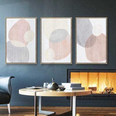 Pastel Shifting Spheres I, ensemble de 3 toiles encadrées sur toile
