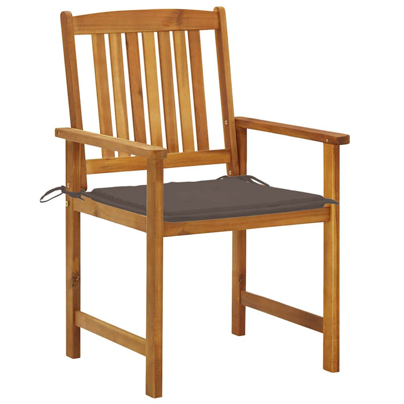 vidaXL Patio Chairs with Cushions 2 pcs Solid Acacia Wood, Brown, Natural