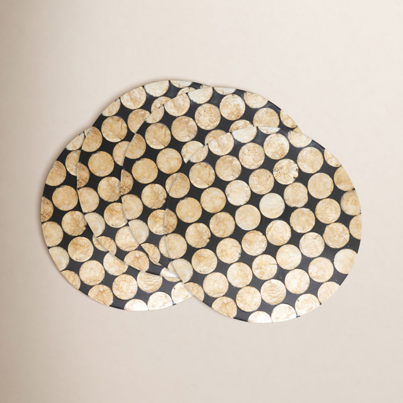 Napperon Capiz Disc (ensemble de 4), Noir, noir, noir, noir