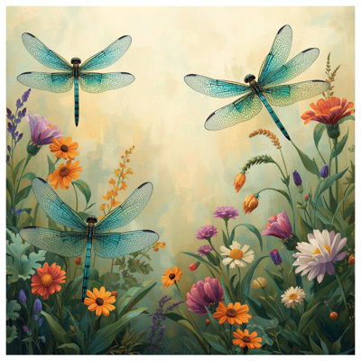 Édredon libellules avec fleurs colorées