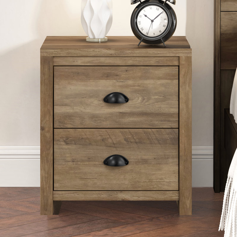 Isenbert Crissman 2 Drawer Nightstand, Knotty Oak