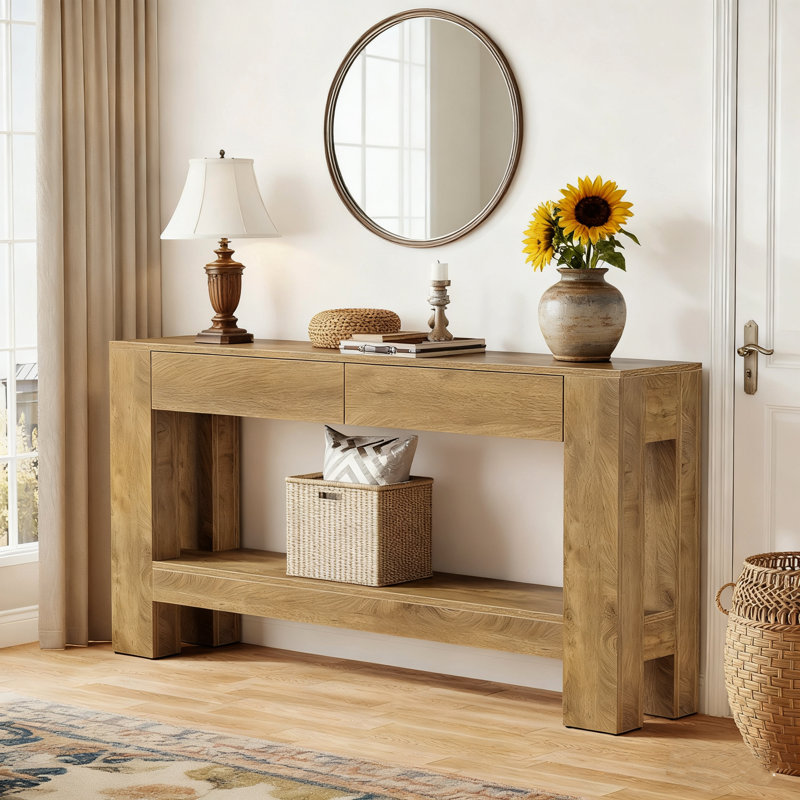 63-Inch  Console Table With 2 Drawers For Living Room, Entrance, Hallway