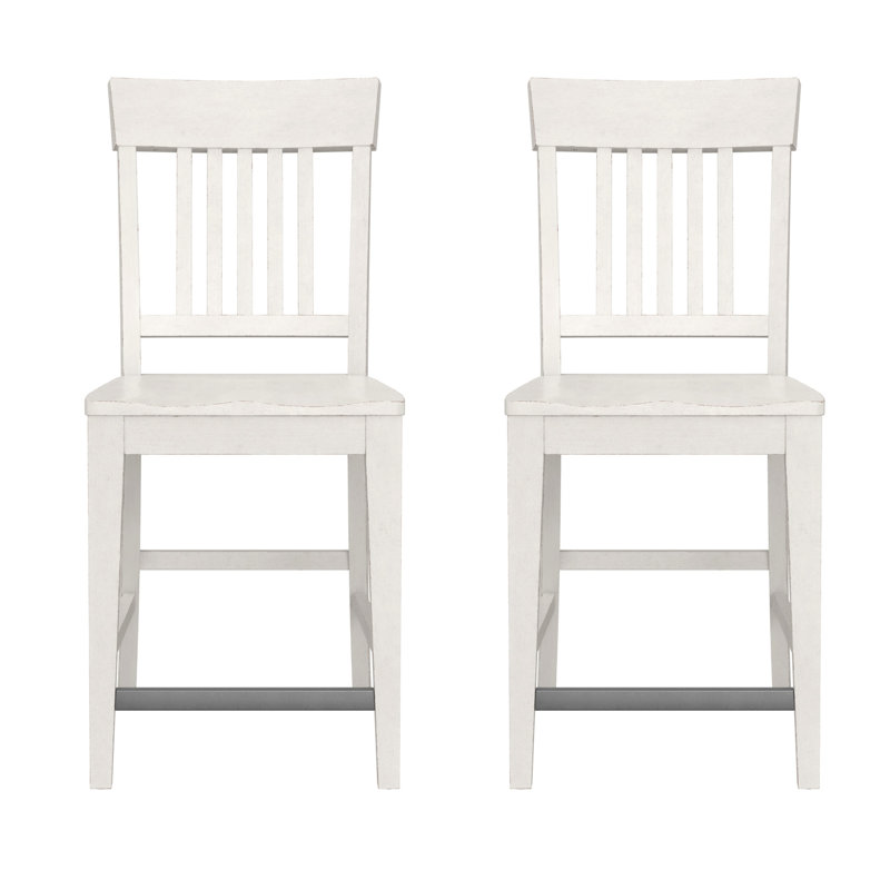 2 tabourets de comptoir à lattes blanches