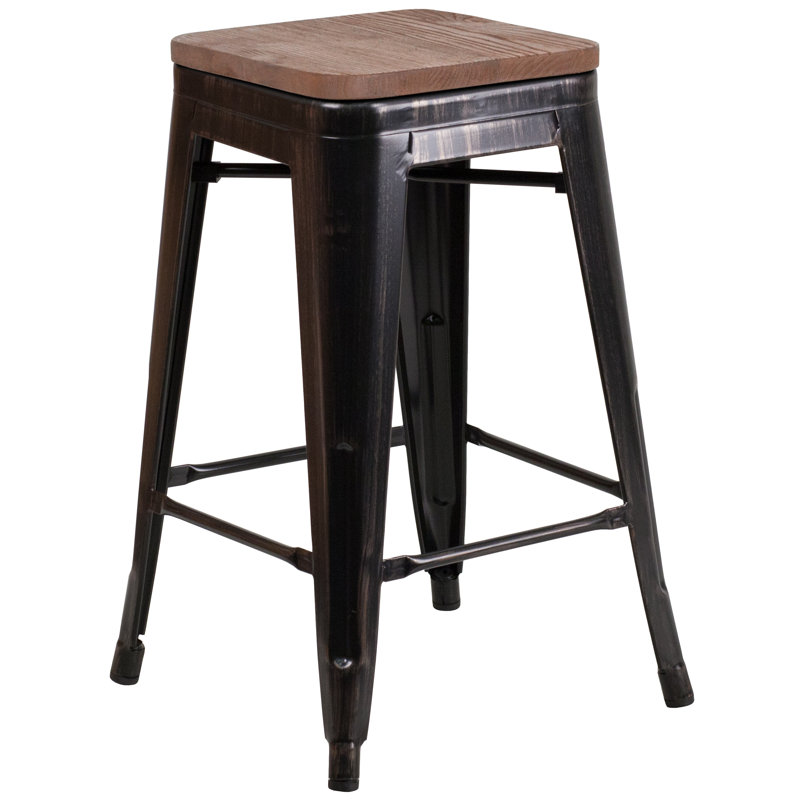 Tabouret à hauteur de comptoir 24 po Gladus, Noir / Doré antique, 1, Tabouret de comptoir (assise de 24 po de hauteur)