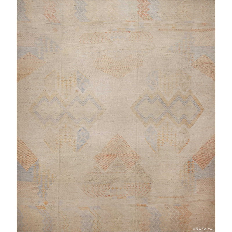 Tapis contemporain contemporain à motif géométrique de style tribal rustique One-of-a-Kind