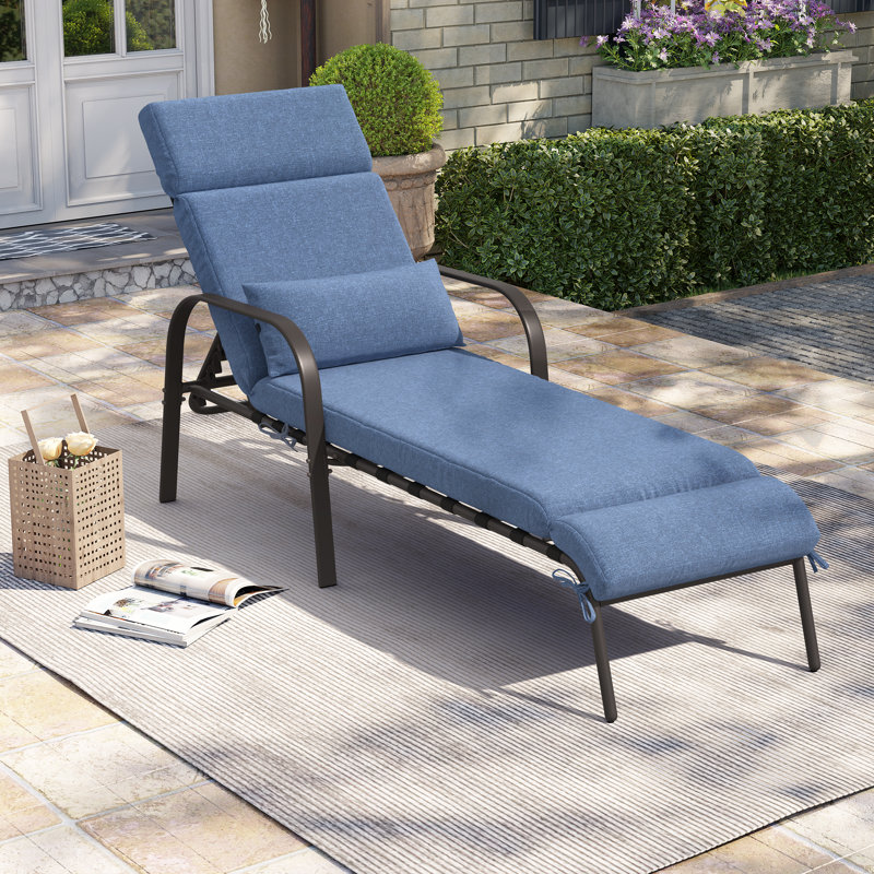 Chaise longue inclinable avec coussins 63,32 po Eva-Rose, Bleu très foncé