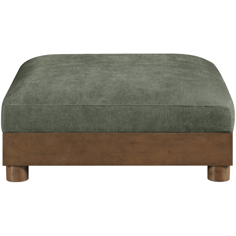 Repose-pieds modulaire en tissu Turin Chenille, Tissu chenille vert, Brun
