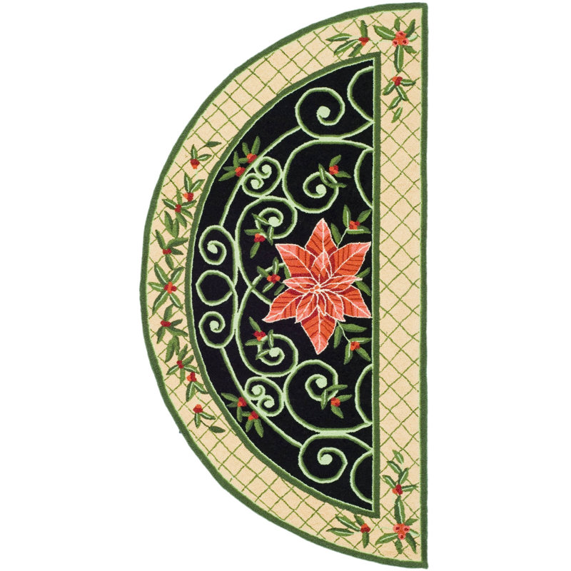 Brayton Hand Hooked Wool Floral Rug, Rectangle 2' x 4'