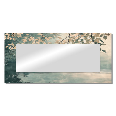 Riverbank Leaves Simplicity Scenery II - Floral Wall Mirror Art - Printed On Metal