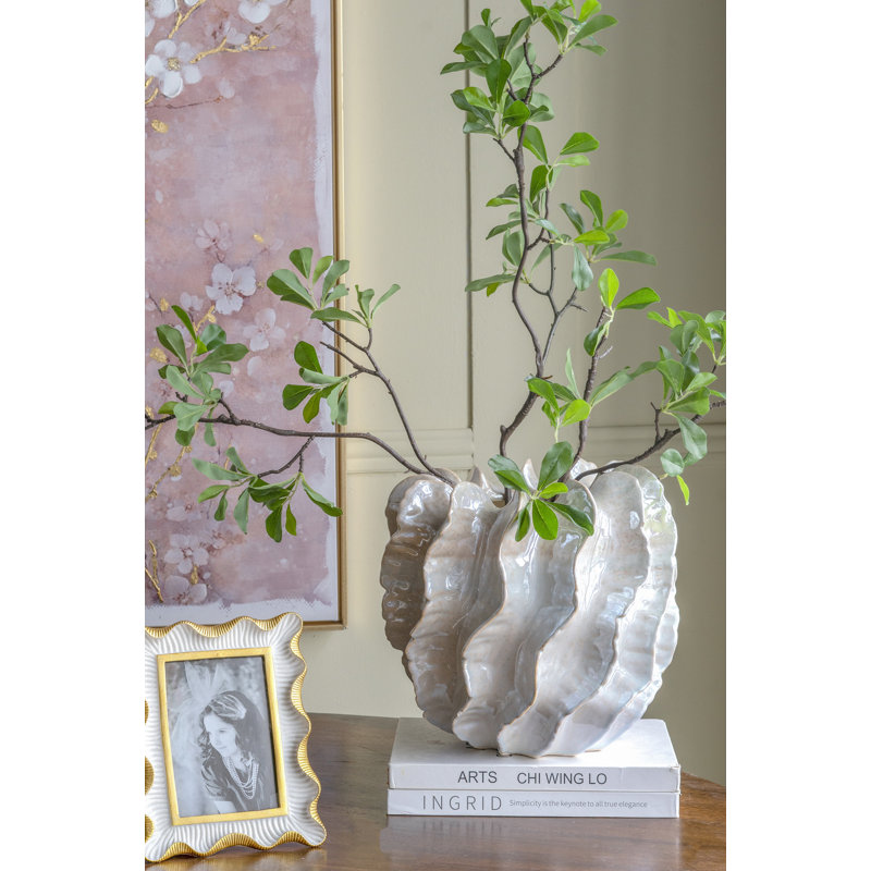 Vase en céramique 10,5X10,5X10 "d’inspiration corail avec glaçure réactive multicolore