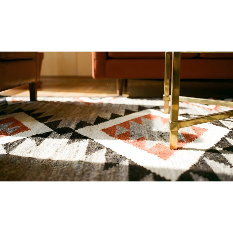 Antique Flat Woven Native American Navajo Hallway Runner Wool Green Rug