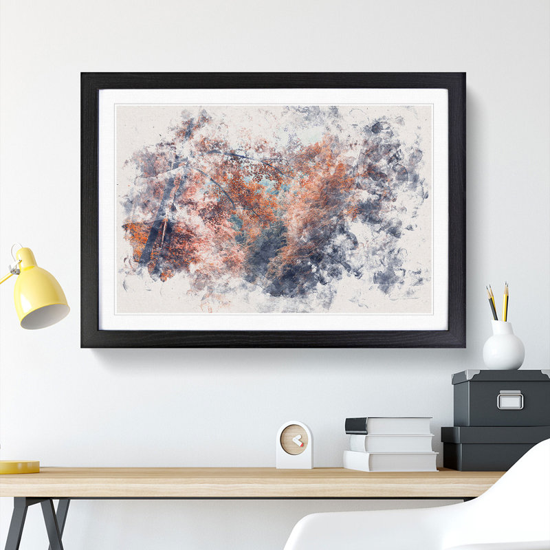 Stream Behind the Red Trees - Picture Frame Graphic Art Print, 24cm H x 33cm W x 2cm D, Black Framed