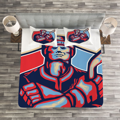 Addalee Blue/Red/White Microfibre Bedspread Set