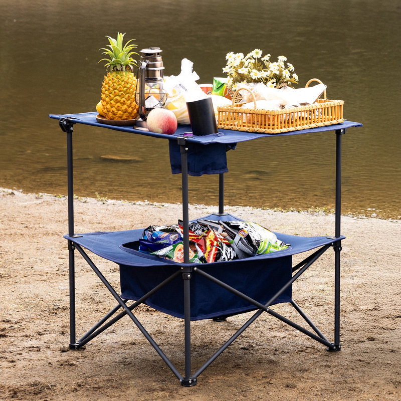Folding Camping Table, Portable Outdoor Picnic Table, Blue