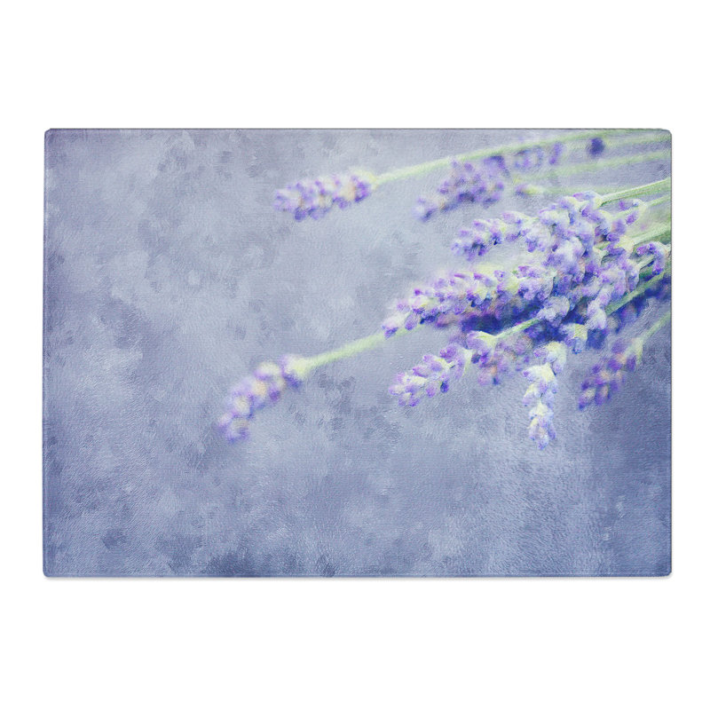 Tempered Glass Pretty Purple Lavender Chopping Board, 20 cm x 28.5 cm