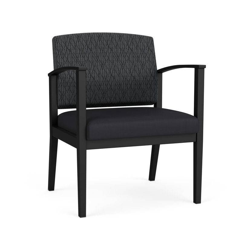Chaise d'invité en acier Amherst, Noir, Vinyle noir Patriot Plus