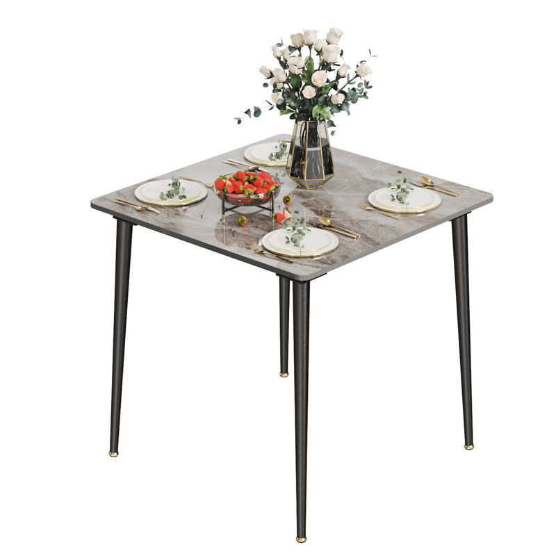 Fung Marble Top Metal Base Dining Table, Grey