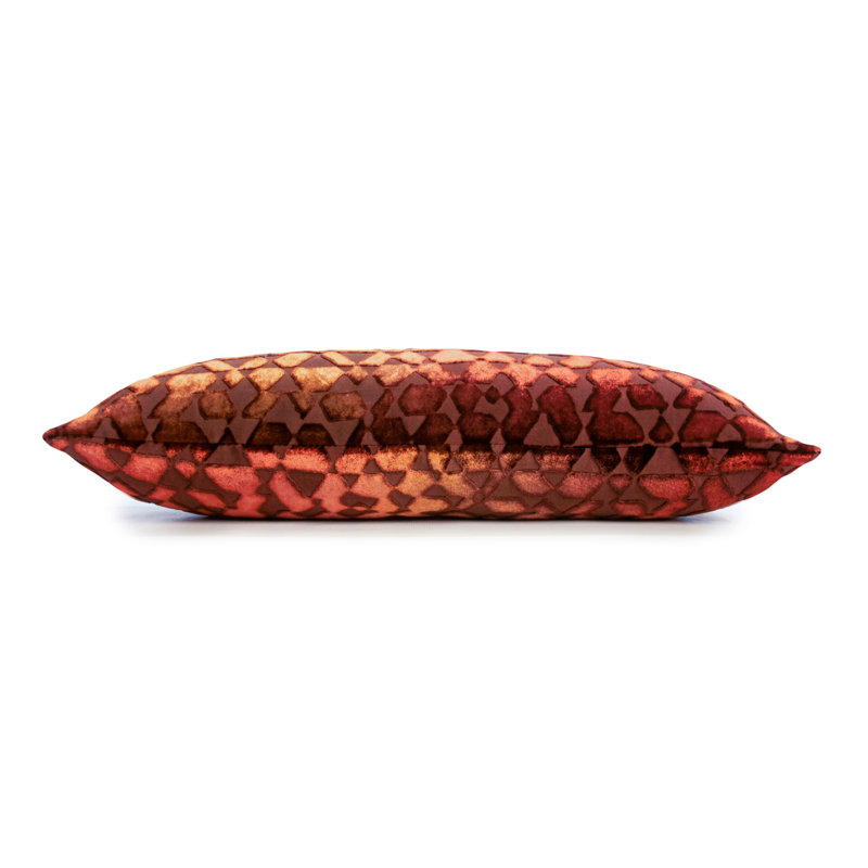 Triangles Mini Rectangle Velvet Pillow Cover & Insert, Paprika, 7" x 15"