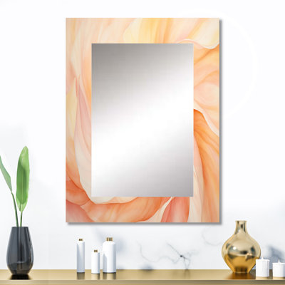 «Peach Sunkissed Swirl Spiral», grand miroir à spirales abstraites, miroir mural décoratif pêche, impression d'art en métal