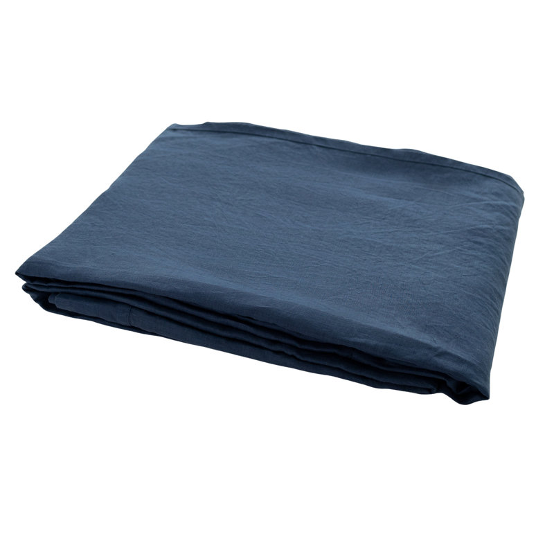 Navy Blue Linen King Fitted sheet, California King Flat Sheet