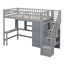 Lit mezzanine simple avec bureau, garde-robe, bibliothèque et tiroirs - Lit mezzanine pour enfants avec bureau en bois massif - gris-342837086-342837159