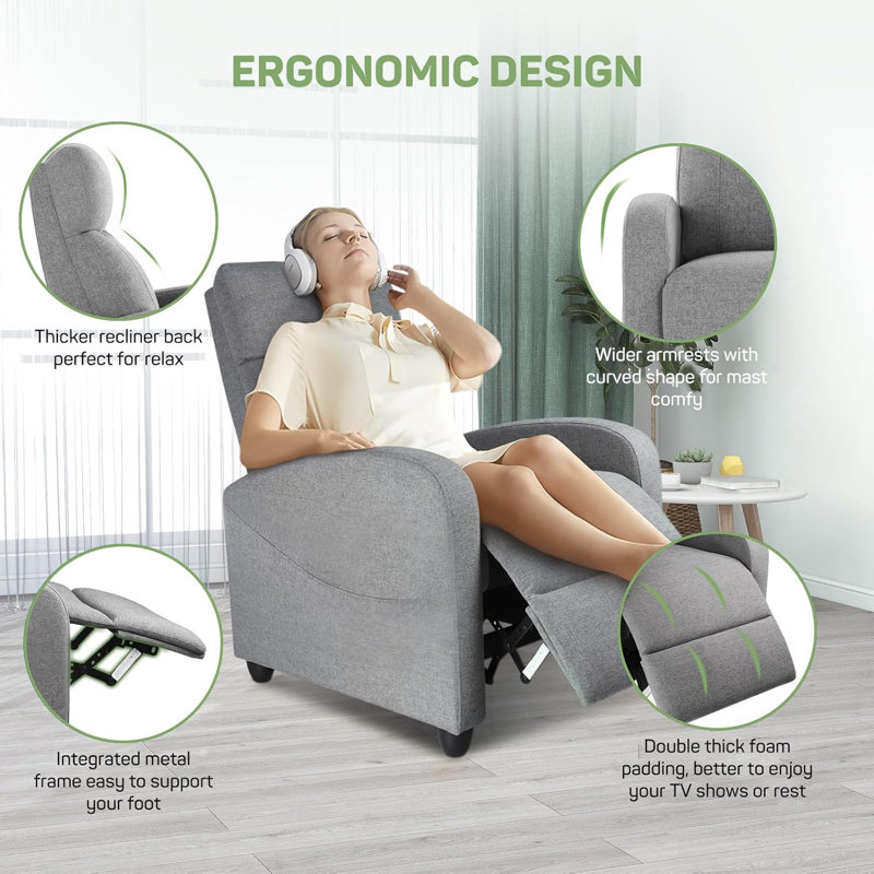 Recliner Chair Massage Sofa, Theater Seat, Lumbar Support, Adjustable Backrest