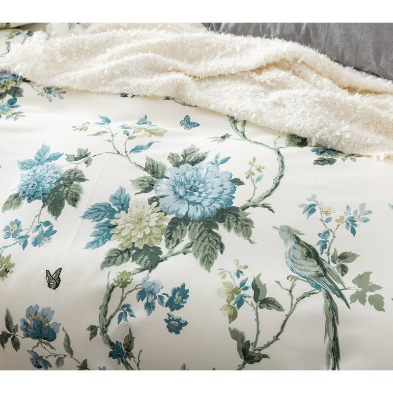 Botanical Garden Sateen Floral Duvet Cover, Oversized King Duvet Cover + 2 Shams