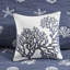 Courtepointe en coton bleu marine double / grand - motif côtier brodé, coussin 100% avec étoile de mer-122456132-122456131