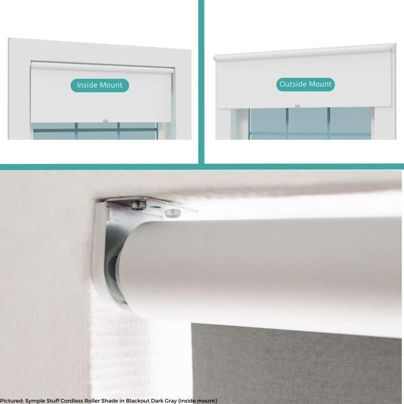 Blackout Cordless Roller Shade, White, 24"W x 74"L 