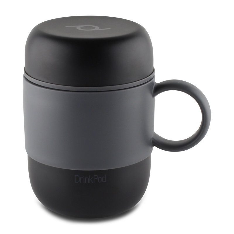 Grunwerg Drink Pod Stainless Steel Travel Mug, Black