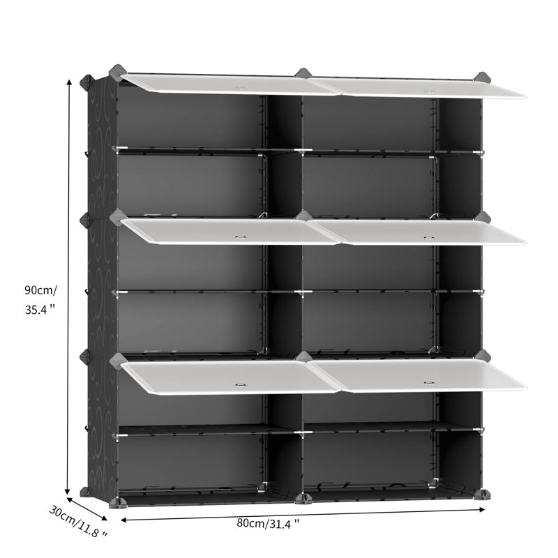 12 Pair Shoe Storage Cabinet, Black